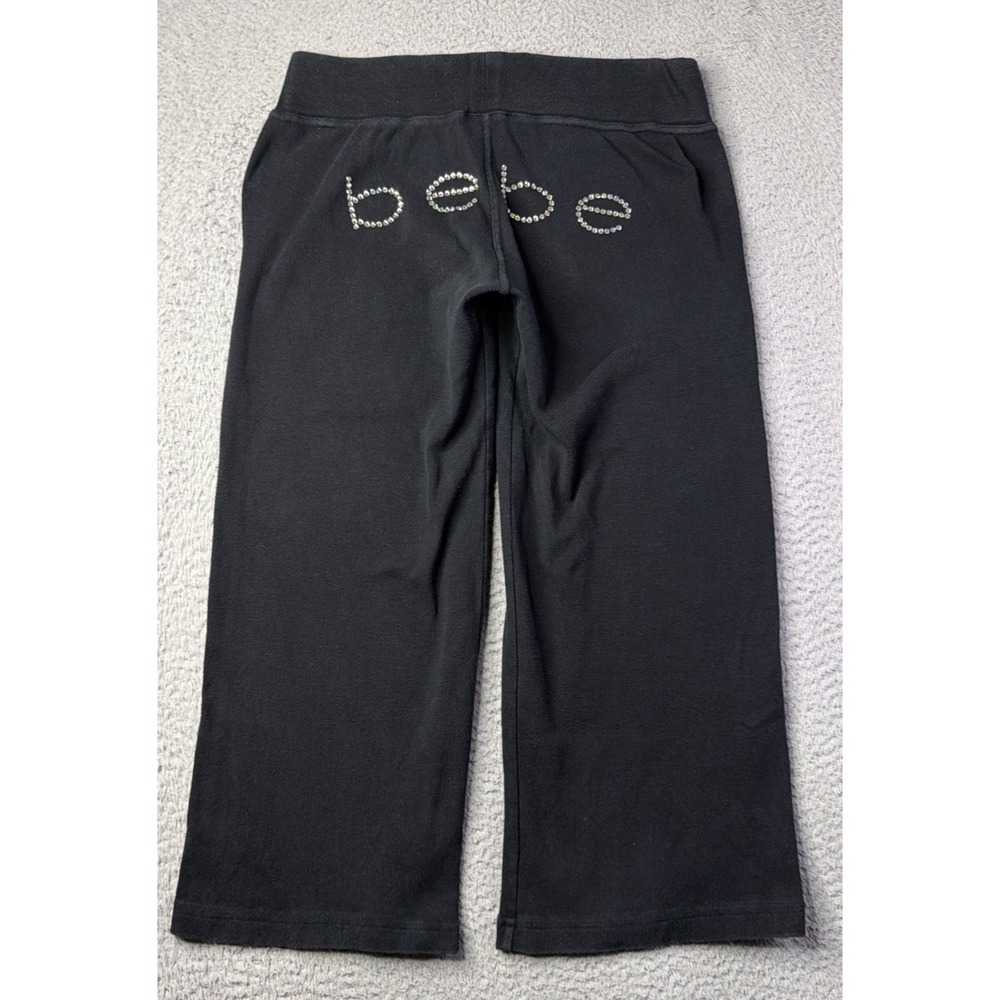 Vintage Y2K Bebe Pants Womens Large Crop Cotton Embellished Spell Out Low Rise